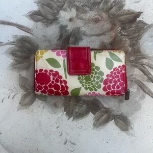 Boden Floral Wallet with Red and Green Accents